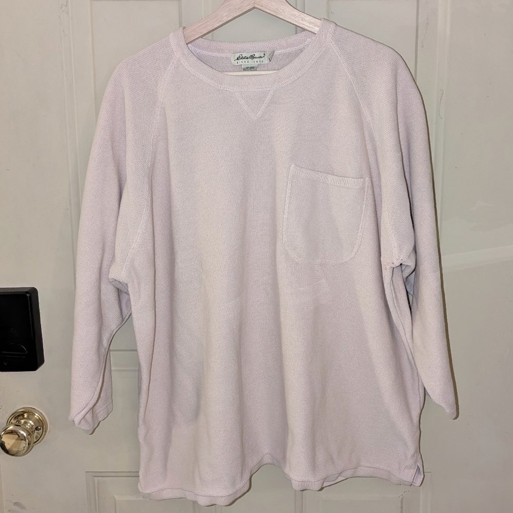 Eddie Bauer 90s 100% Cotton Crewneck Sweater Light Pink